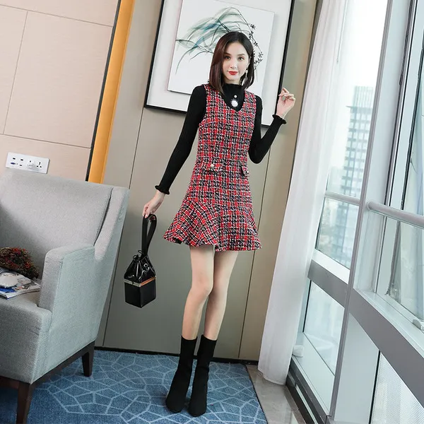 웨일테일 매드홍 여성 슬림 바디 니트 스커트 코디세트 원피스