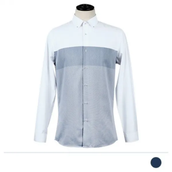 Ksw70871 네이비 컬러블록 버튼다운 셔츠