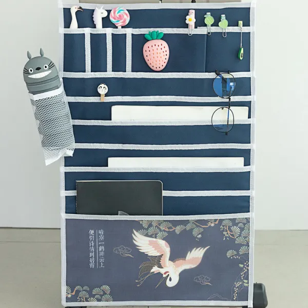 규성 다용도수납파우치 멀티 두꺼운 교실책상 신기 거치 수납함 선반이다 가설하다 중학교 고등학교 생 수납가방 걸이 책주머니 소나무 가지 두루미 학 무늬 보내