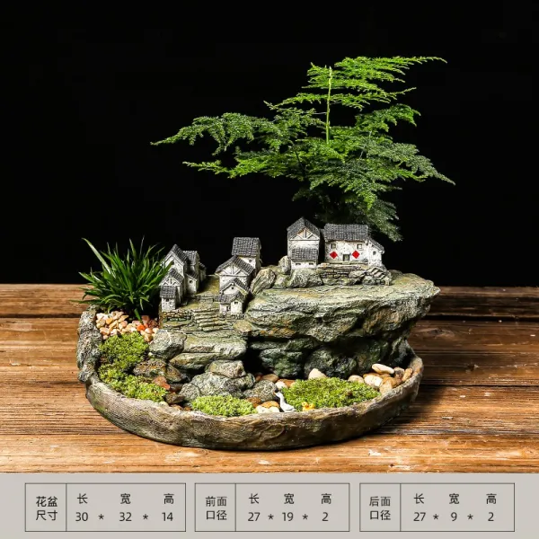 Mar.22 27번 중국식 진열품 빈티지 건축 창의 거실 액세서리 박고대 티테이블 미경관 문죽분재 홈장식z 선 양산 거 문죽 사 반 세트