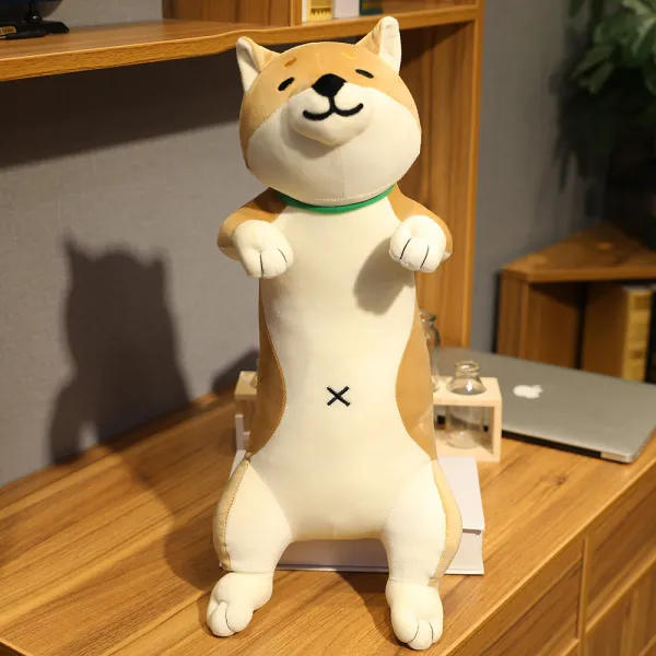 시바견인형 큰 인형 귀여운 안고자는베개 수면 침대 슈퍼 부드러움 생일선물, 갈색 개 + 1.2 미터cm