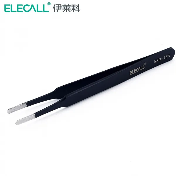 일 레 코 (ELECALL) 스 테 인 리 스 강 흑 화 핀셋 포인 더 스 코 픽 납작 머리 핀셋 오금 공구 평촉 동 그 란 머리 (ESD - 13 A)