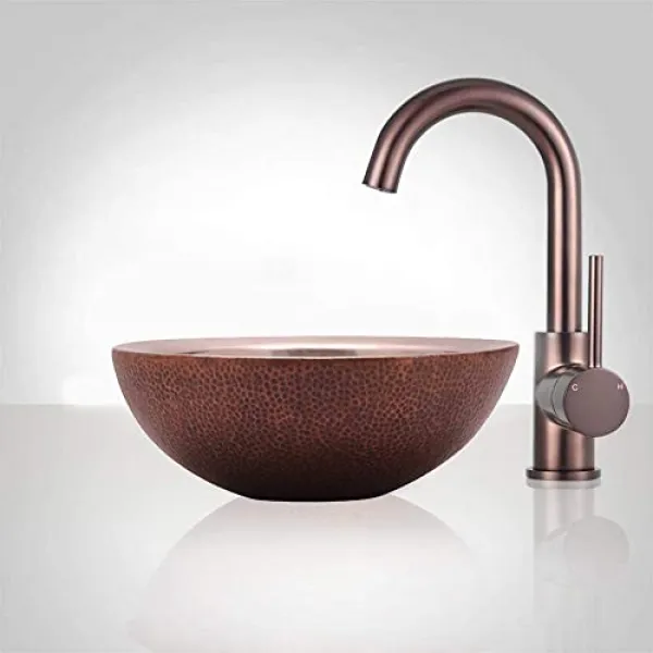 Eo Vici 구리 용기 욕실 싱크 망치질 외장 12.0 Lb E017908kzlf8kk3 기본