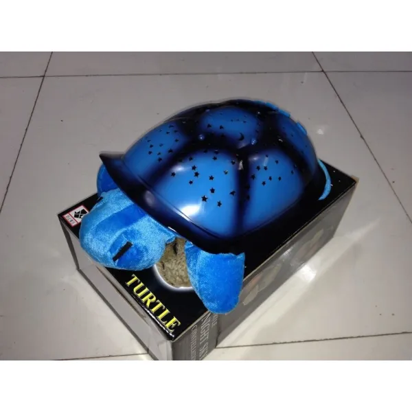 해외직구 침실 침대 머리맡 램프 어린이 장난감 램프 선물용 폭발음 거북이 투사등 별빛 하늘 프로젝터 야간 조명, blue