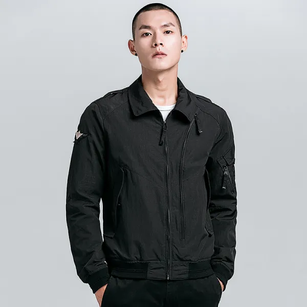 2018 가을 지퍼 멀티 포켓 탑 구미 남성 터틀넥 비행원외 남장