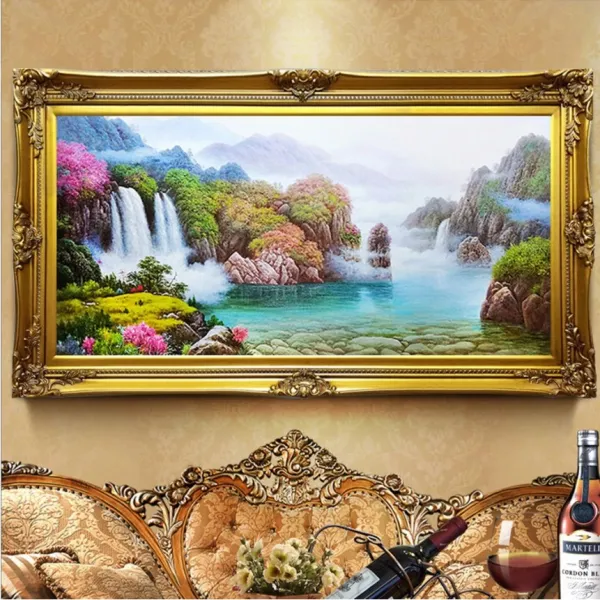 심커머스 산수화 깊은 산자락 폭포 호수 풍경 경치 절경 보석십자수 DIY키트 B0778, 100x45cm