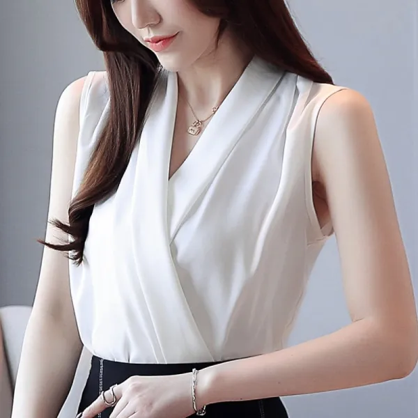 비밀의성 여성 럭셔리 오피스 정장 민소매 블라우스