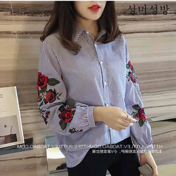 성미성방 블라우스 여 디자인 소중추 2019년 빈티지 항구 느낌의 루즈핏 긴팔 셔츠 패션X01