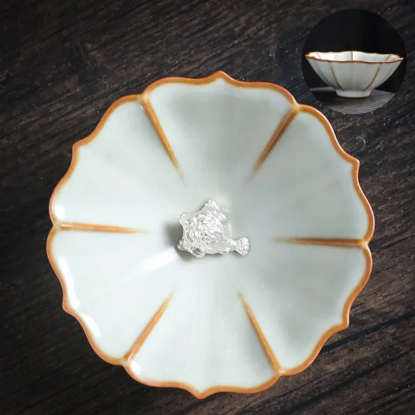 주니별 상감 실버 여요 단 도자기 핸드메이드 차를 음미하는 경덕진 여자기 궁푸차 다기 여요해당화 컵 김섬