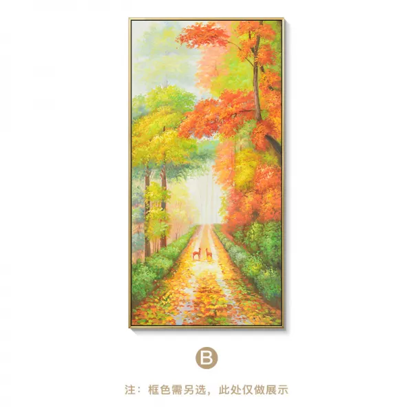 황금 도처에 은행나무 풍경화 인테리림 대단히 부유함 입주 현관화 통로 그림을 걸다 벽화 뮤럴, 블랙알루미늄테두리_도자기정유황금큰길B<황금큰길>
