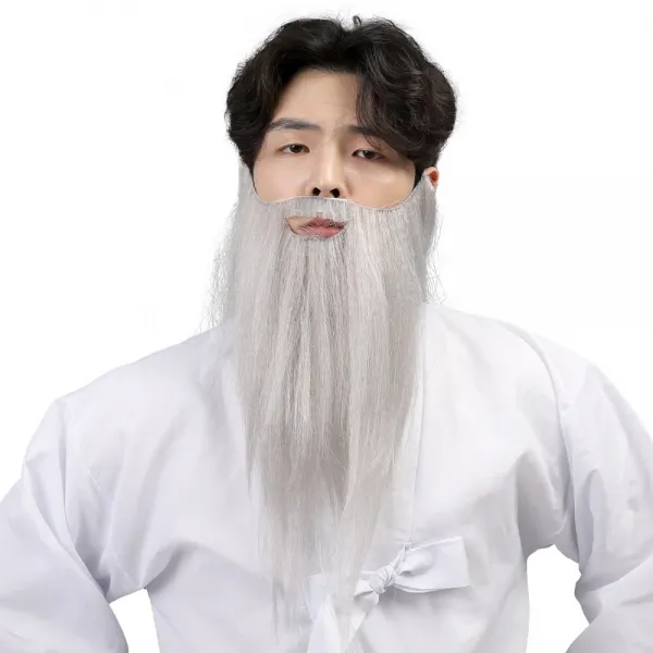 산신령수염(화이트) 흰색 긴 관우 수염 분장 소품, 단품