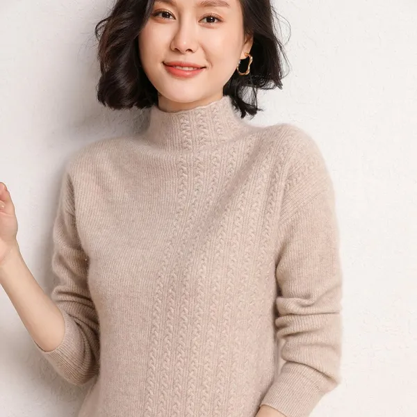 숨어있는보물 반목니트원피스 소프트 찰 롱 캐시미어 여성 와이드 루즈핏 무릎넘어 풀오버 후드 이너 반폴라 꽈배기스웨터
