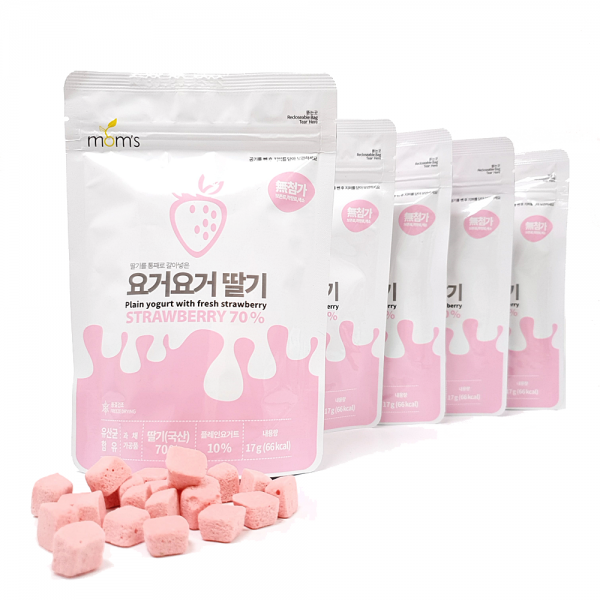 [맘스] 생과일이 무려70% 아이과자 요거트볼, 5개, 딸기맛+딸기향