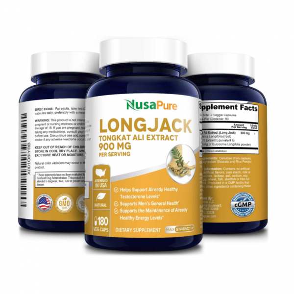 Longjack Tongkat Ali 천연 테스토스테론 통캇알리 Pure Longjack Tongkat 900mg 부스터 육체적 지구력 증가 에너지 증강, 180 정