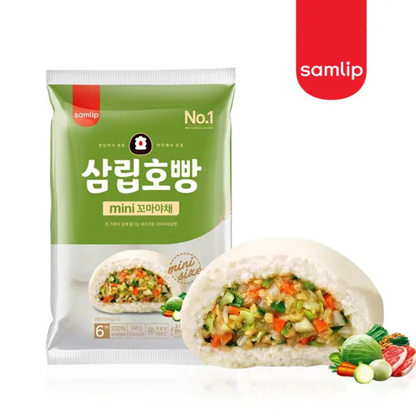 삼립 꼬마 호빵 야채 6개입 삼립호빵 단팥 피자 찐빵, 1, 240g