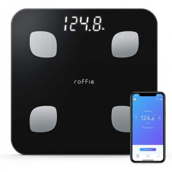 Roffie 체지방 규모 디지털 스마트 체중 체중 규모 구성 분석기 무선 욕실 고정밀 BMI 규모 건강 모니터, 단일상품, 단일상품