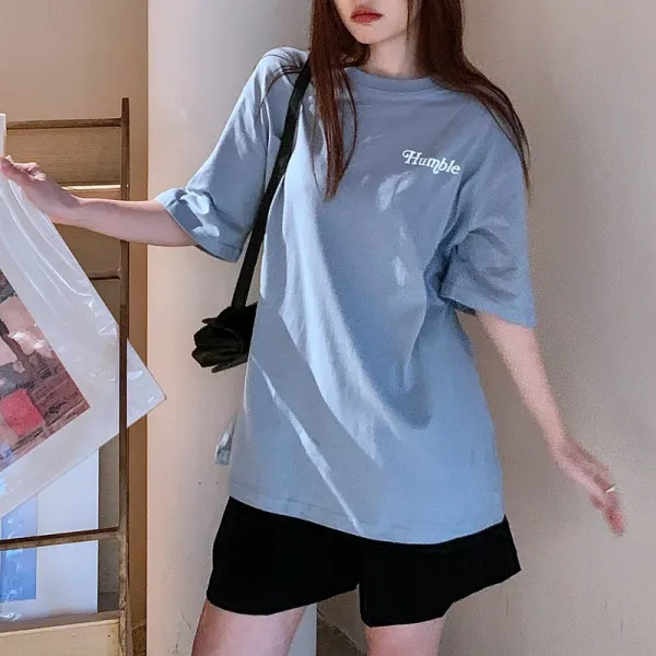 에비히(EWIG) 박시반팔티 옛적 감명받다 솔리드 무지 t셔츠 여성 봄 여름 계절 와이드 루즈핏 홍콩무드 이니셜 상의