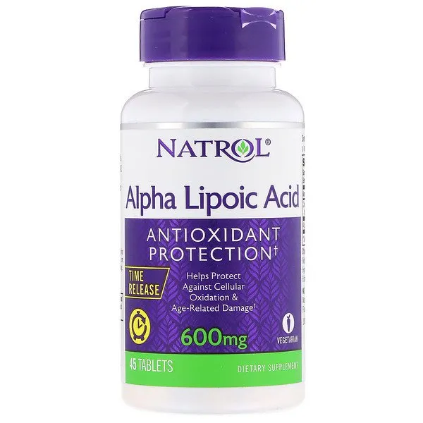 Natrol 알파 리포산 시간차 방출 600 mg 45 태블릿, 1개, 45 정