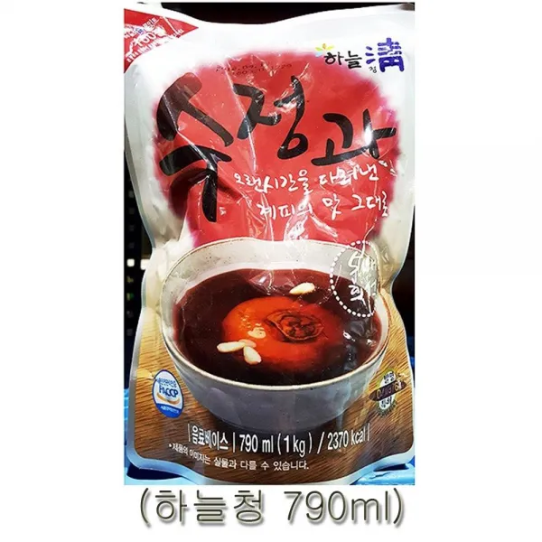 하늘청 수정과농축액 790ml 사계절감탄 과일음료 누구나좋아하는 달콤시원 맛좋은 사계절상큼한 상큼함 새, v본상품선택V