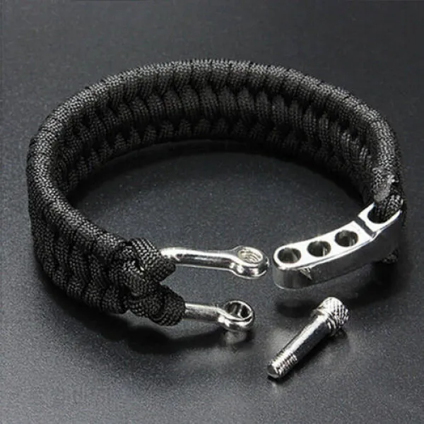 1 pc 뜨거운 서바이벌 밧줄 팔찌 캠핑 ParaCord 밧줄 팔찌 철강 족쇄 버클