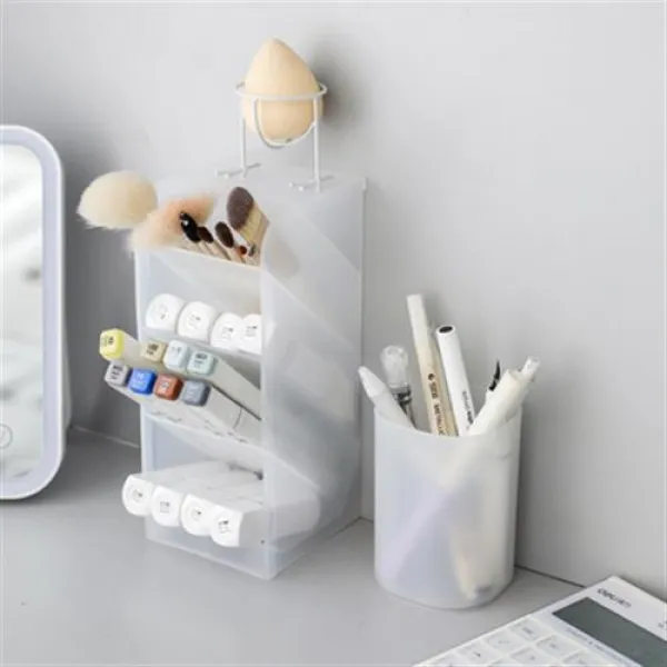 연필꽂이 화이트 인스 북유럽 심플 데스크탑 크로스형 네칸 필통 무인도 스타일 학생 수납함 다기능 05 라지 투명 투피스