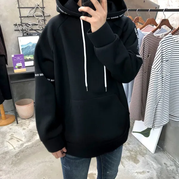 용된다 남자 봄 데일리 인사이드 레터링 네오프렌 후드티