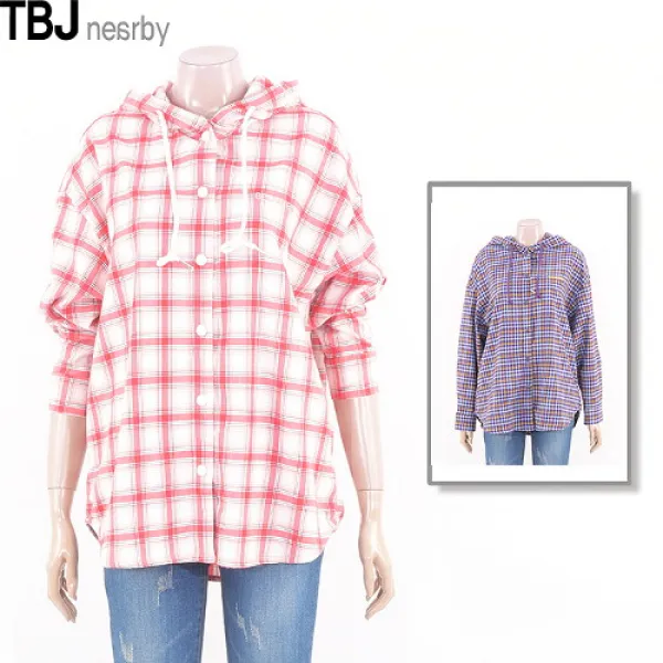  Tbj 셔츠 여성 후드 체크 셔츠 T191sh700p 