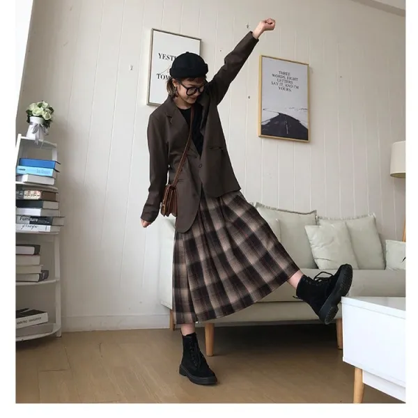 봄가을에 입기좋은 고급스런 느낌의 체크무늬 롱스커트 스커트