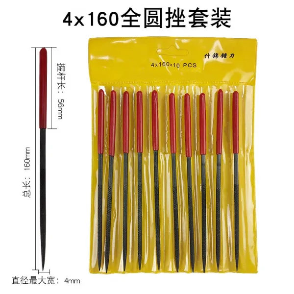 달님(DALNIM) 삼각스케일자 레드 손잡이 갖가지 재료 큐티클니퍼 10 열건이다 플랫 반원 사각줄 샌딩 모형 금속 정형, 4x160 （10 즈 둥근 줄 ）