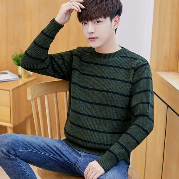  에이아이쇼퍼 남성 라운드 줄무늬 니트 스웨터 33