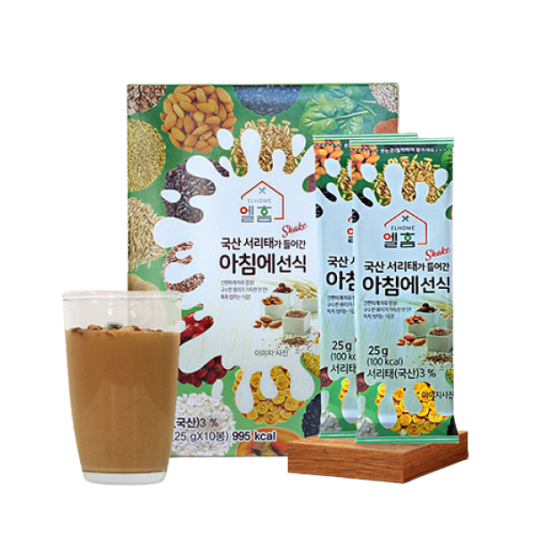 [엘홈] 국산 서리태가 들어간 아침에 선식 10박스(100포) 무료배송, [아침대용/식사대용/간편/간식/다이어트/곡물/검정콩], 2.5kg, 1세트