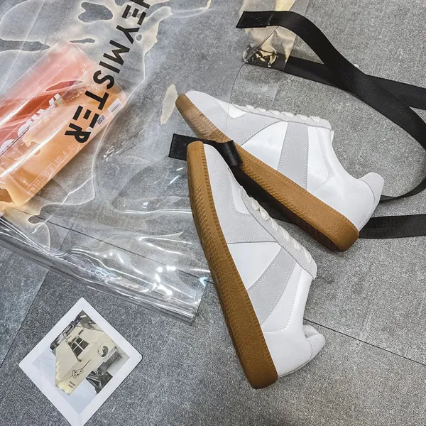 위파인더 덕훈화 봄 신상품 레이스업 플랫 매치 빈티지 캐주얼 화이트 슈즈