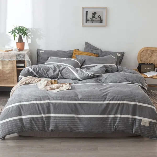 바이크영 워싱 풀패딩 4종 순면 코튼 심플 노르딕 INS 이불커버 기숙사 4세가지, M패브릭 레이블 -광음 그레이