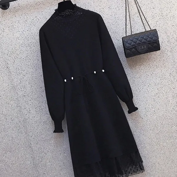 Jan.22 455번 여장 봄옷 통통여동생 호리호리한 베리 레이스 패치 니트 스커트 나잇값Z
