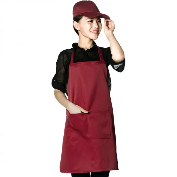 삼월직구 검정앞치마 블랙 요리사 작업 남성 롱 타입 엠보가죽 두꺼운 방수 기름방지 큰사이즈 라지 공업 노동보호, 와인레드 색깔 중간사이즈 70 센치