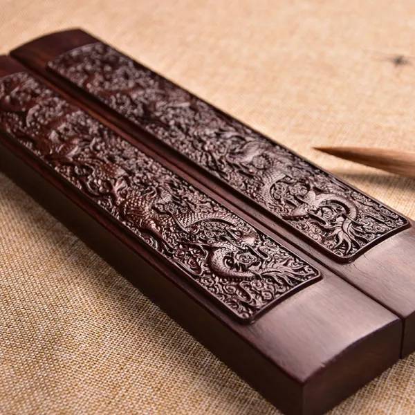 산리 캘리그라피 흑단목 서예 문진 30cm 용 A17 86 단품