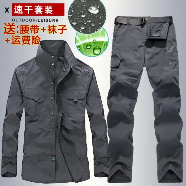 여자등산복 전쟁 Jeep봄여름시즌 야외 빠른옷건조 바지 세트 남성셔츠 한세트 빅사이즈 등산 긴팔 작업복