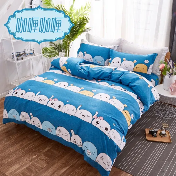 이불커버 단벌 순면 200x230싱글 1.5m여성핑크 1.8x2.0미터 봄여름 싱글더블, C19-카레 카레