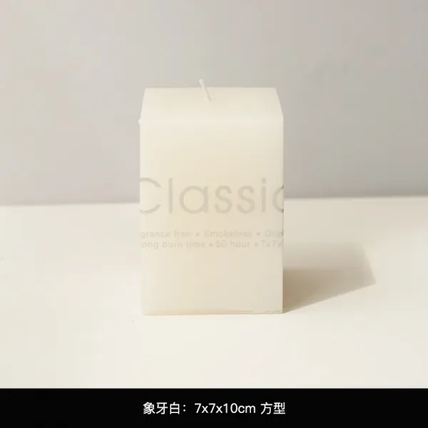 Lanshan 나무 무연 로맨틱 생일 향기로운 양초 창조적 인 웨딩 열 왁스 아이보리 흰색 원통형 사각형 촛, 단일옵션, 아이보리 7x7x10 정사각형