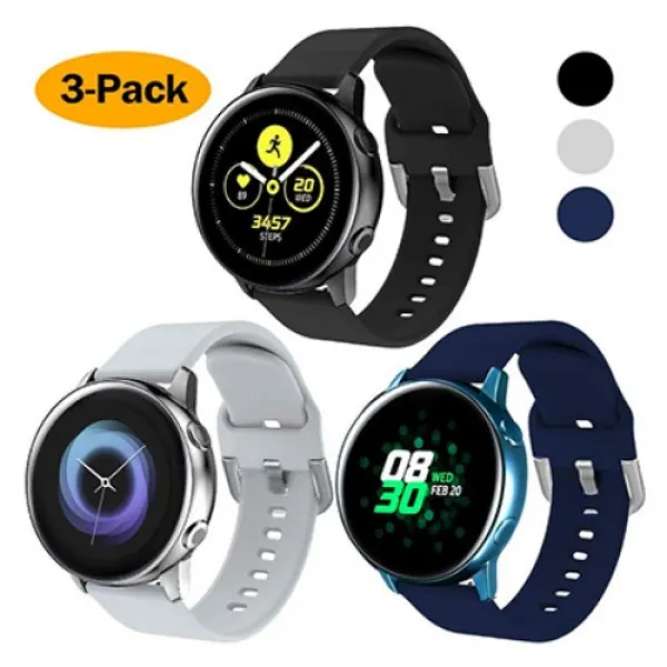 갤럭시 액티브2 시계줄, 1개, 블랙 + 그레이 + 미드 나잇 블루 [공식 시계 밴드] 값 설정 + Galaxy Watch Active / Active2 [소형 손목 둘레 130-160mm]
