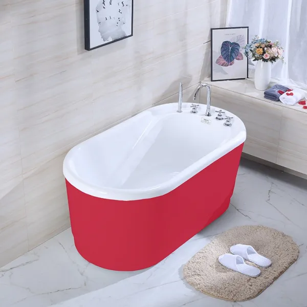 아크릴 홀로 버티컬 가정용 화장실 소형평형 모욕대야 목욕 미니 싱글 레드 5피스 배치 1.7m