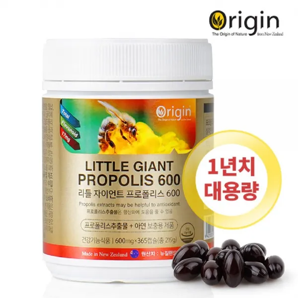 오리진 프로폴리스 플라보노이드 아연 항산화 면역 구강 플라본 천연 항생제 아연보충제 리틀자이언트프로폴리스600 대용량 1년분, 1통