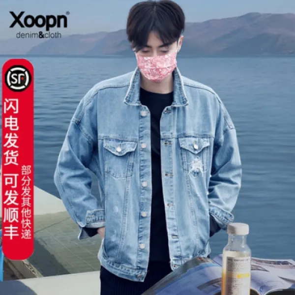 라도스트 청자켓 Xoopn 데님 재킷 남루 봄여름 한류 트렌드 멋쟁이 학생 HS-000015856, 09 090A 라이트블루 후드+블랙티
