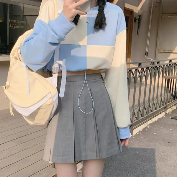 헬프올 라운드긴팔 마츠모토 717 영점 새로이 후드 배색형 달짝지근함 가능 짜요 사랑 네 원기 여자 캐쥬얼 상을 당하다