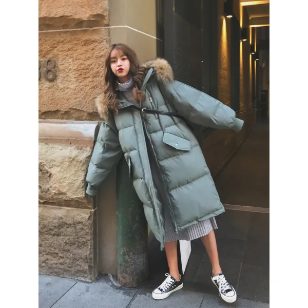 틀리다 와이드 루즈핏 빅 털넥 다운 여성 하프기장 겨울옷 두꺼운 패딩점퍼