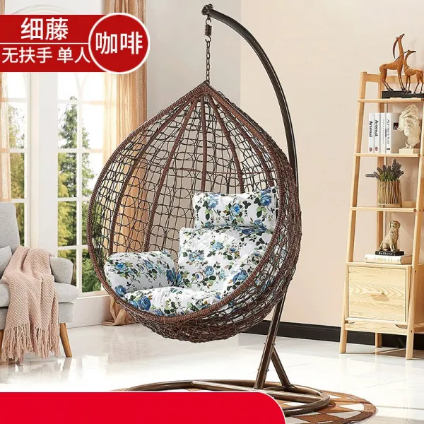흔들의자 야외 그네 실외 그네의자 가정용 더블 곤돌라 등나무의자 마당 화원베란다 라탄 철공예, T12-싱글 커피색 큰 고전 * 업그레이드 추가