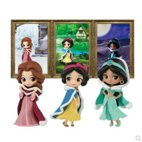 제이티샵 큐포스켓 디즈니 피규어 벨+백설공주+쟈스민 겨울 망토 버전 3종 세트 8cm