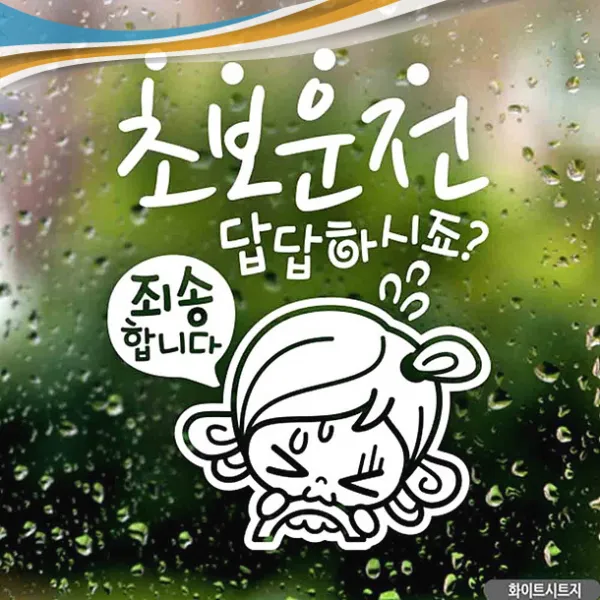 초순이 자동차 스티커 화이트 시트지 외부용 안전