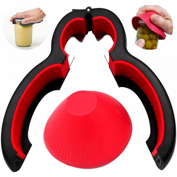 6 In 1 Multi Opener Jar Opener Gripper 실리콘 주방 도구 세트 미끄럼 방지 손잡이 병 오프너 노약자 관절염 및 약자에 이 단일옵션