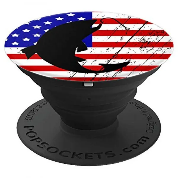 빈티지 애국적인 미국 국기의 낚시 버스 PopSockets 그립과 전화 및 태블릿 용 스탠드 One242Seven Patriotic Socket, 단일상품, 단일상품